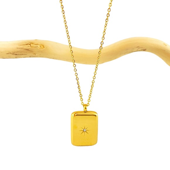 CANDY Square Pave Starburst Pendant Zirconia Necklace - Picture 1 of 10